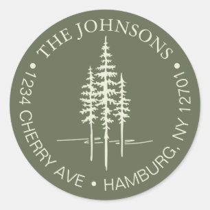 Sticker Rond Adresse de retour de mariage rustique en forêt d'a