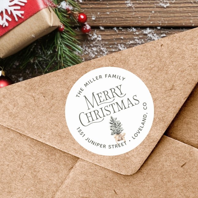 Sticker Rond Adresse de retour de Noël (Créateur téléchargé)