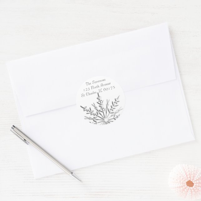 Sticker Rond Adresse de retour de Snowflake (Enveloppe)