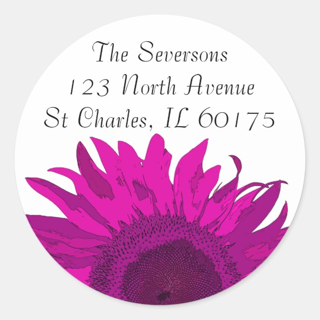 Sticker Rond Adresse de retour de Sunflower rose (Devant)