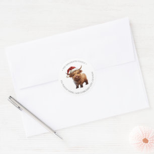 Sticker Rond Adresse de retour de vache de Highland