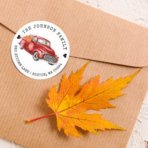 Sticker Rond Adresse de retour des citrouilles du camion rouge
