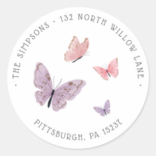 Sticker Rond Adresse de retour du Baby shower papillon
