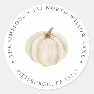 Sticker Rond Adresse de retour du Citrouille blanc