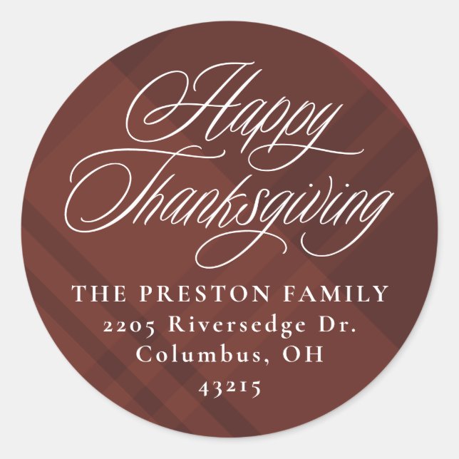 Sticker Rond Adresse de retour du plaid chute bon thanksgiving (Devant)