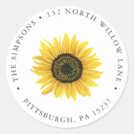Sticker Rond Adresse de retour du tournesol