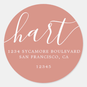 Sticker Rond Adresse de Retour en Terracotta Moderne