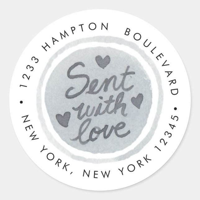 Sticker Rond Adresse de retour envoyée avec amour (Devant)