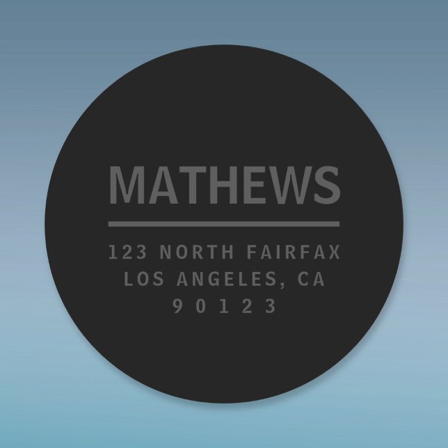 Sticker Rond Adresse de retour gris foncé et noir (Créateur téléchargé)