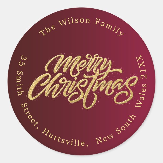 Sticker Rond Adresse de retour Joyeux Noël Classique  (Devant)