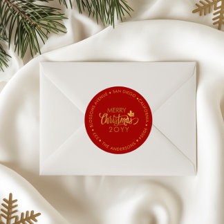 Sticker Rond Adresse de retour personnalisée de Joyeux Noël en 