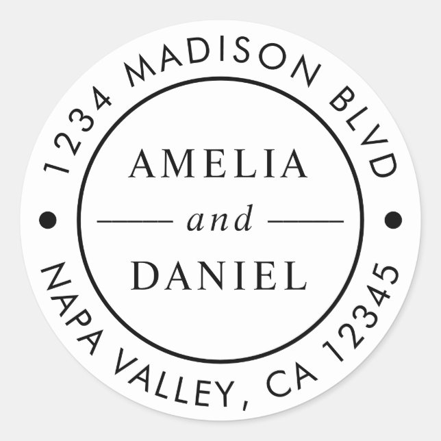 Sticker Rond Adresse de retour simple (Devant)
