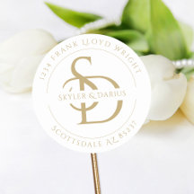 Adresse de retour simple Monogramme Mariage
