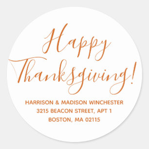 Sticker Rond Adresse de script moderne bon thanksgiving citroui