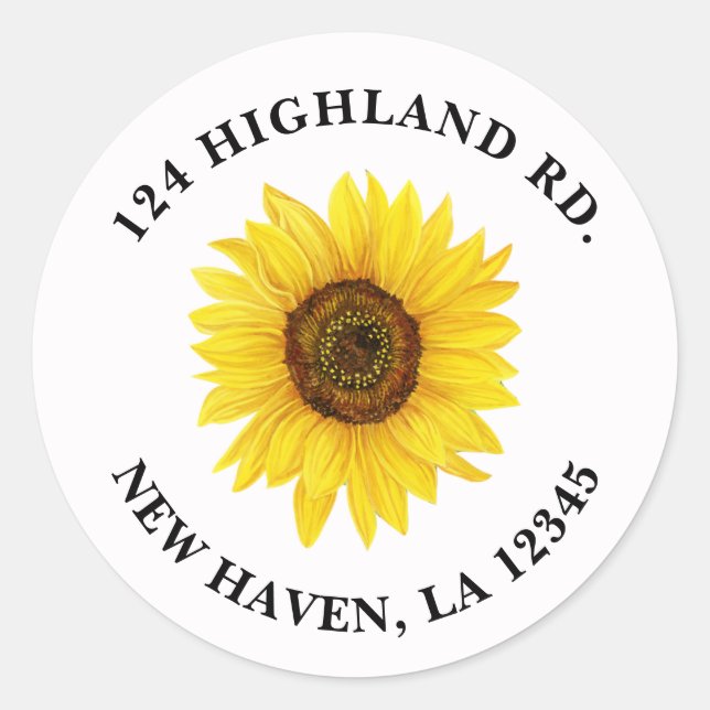 Sticker Rond Adresse du tournesol (Devant)
