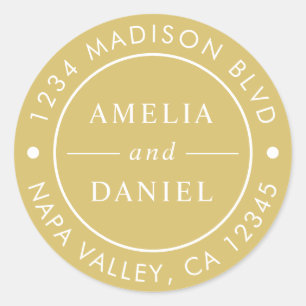Sticker Rond Adresse Gold Simple Round Return