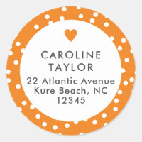 Adresse Mignonne Fille Polka Dots Cœur Orange Prép