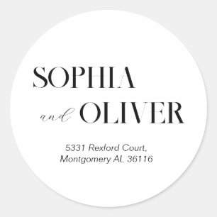 Sticker Rond Adresse moderne en noir et blanc