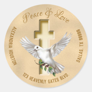 Sticker Rond Adresse personnalisée de Dove of Peace