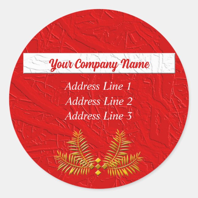 Sticker Rond Adresse professionnelle classique rouge et blanche (Devant)