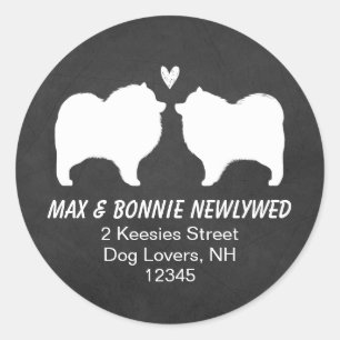 Sticker Rond Adresses de retour silhouettes de Keeshond