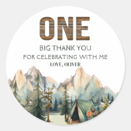 Sticker Rond Adventure Attend Happy Camper Merci Anniversaire