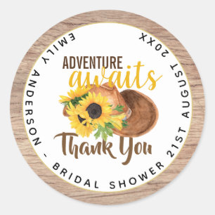 Sticker Rond Adventure Attend la Fête des mariées rustique des