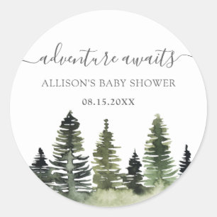 Sticker Rond Adventure Attend le Baby shower des bois