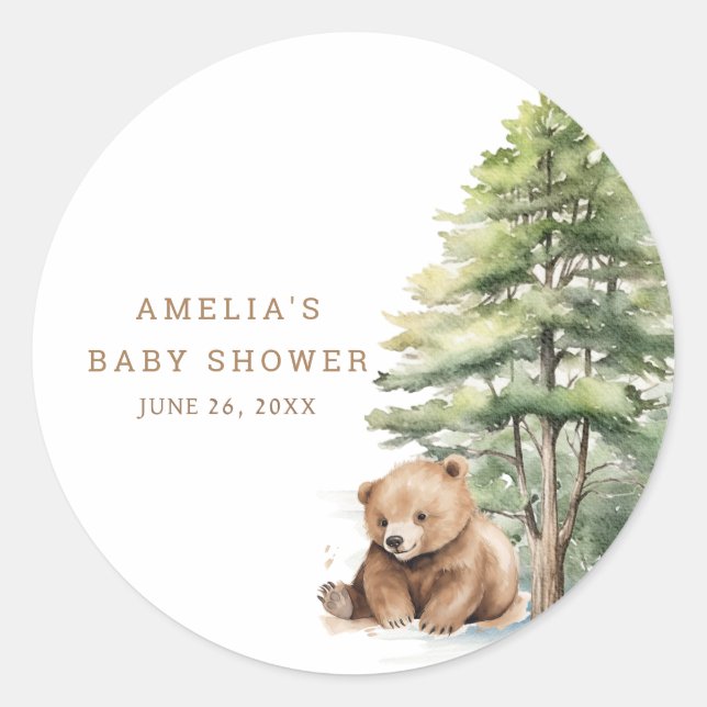 Sticker Rond Adventure Await Woodland Teddy Bear (Devant)