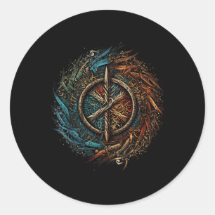 Sticker Rond Aegishjalmur North Valhalla Norse Mythologie