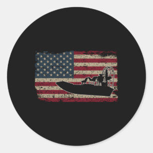 Sticker Rond Aéronef Amérique Drapeau I Patriotique Aéronef Cap
