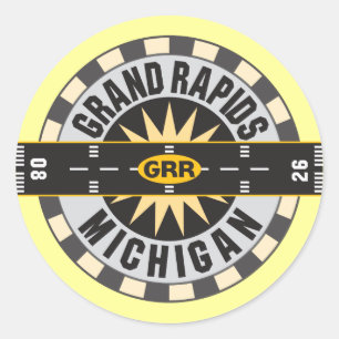Sticker Rond Aéroport de Grand Rapids, MI GRR