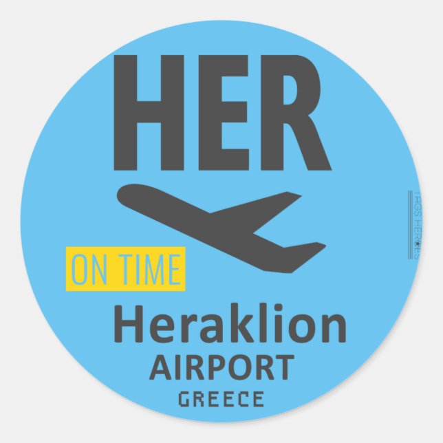 Sticker Rond Aéroport d'HÉRAKLION ELLE (Devant)