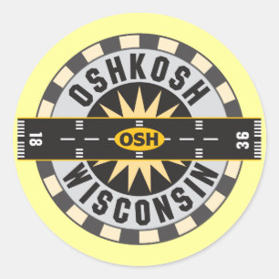 Sticker Rond Aéroport d'Oshkosh, WI OSH