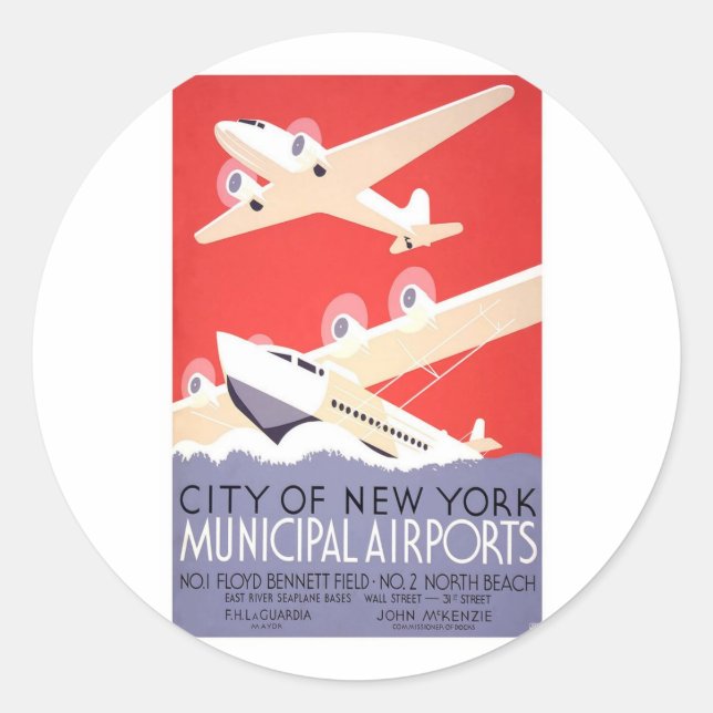 Sticker Rond Aéroports municipaux de New York (Devant)