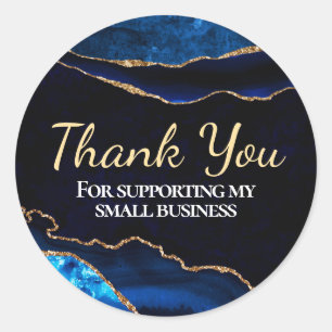 Sticker Rond Affaires en agate bleue et or de luxe scintillant