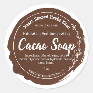 Sticker Rond Affaires faites main de cacao d'étiquette