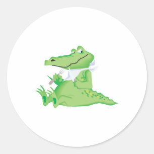 Sticker Rond affamé, affamé alligator