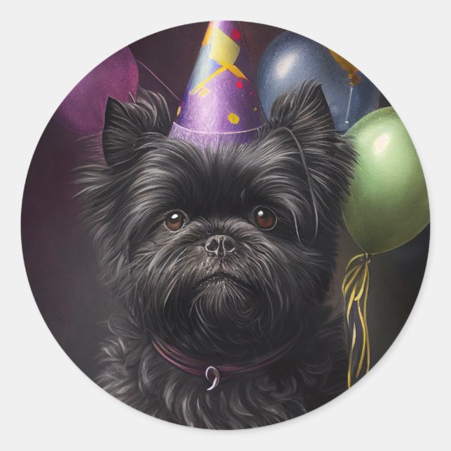 Sticker Rond Affenpinscher Chien Ballons d'anniversaire (Devant)