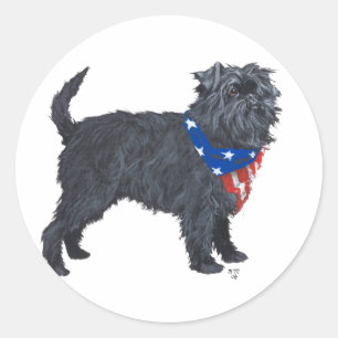 Sticker Rond Affenpinscher Patriotique