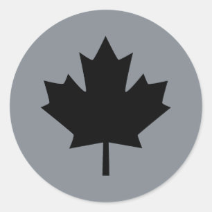 Sticker Rond Affichage de Canadian Black Maple Leaf