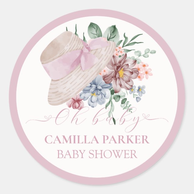 Sticker Rond Affiche de bienvenue Baby shower Casquette Spring  (Devant)