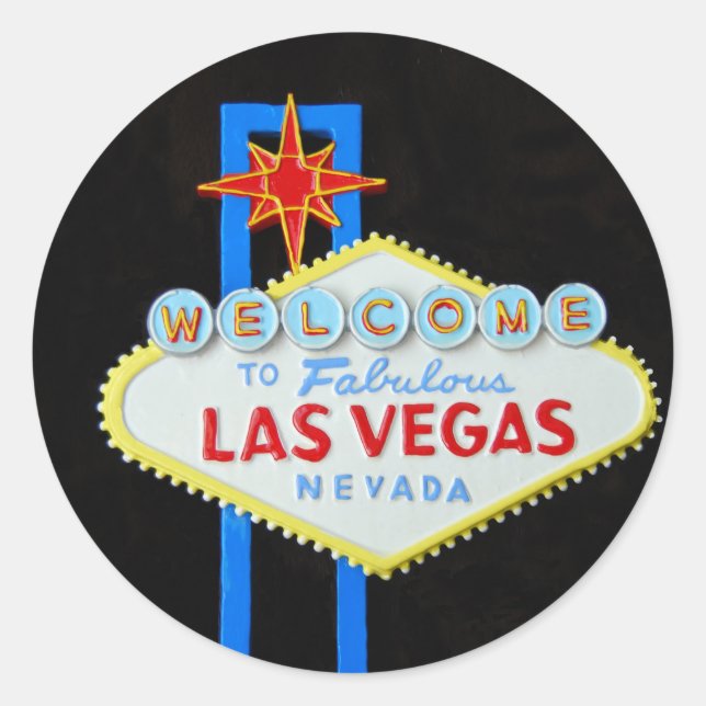 Sticker Rond Affiche de bienvenue Las Vegas (Devant)