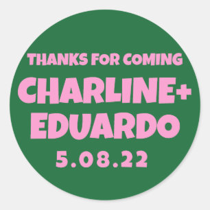 Sticker Rond Affiche de bienvenue Mariage rétro d'écriture manu