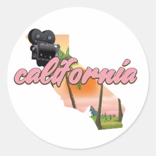 Sticker Rond affiche de la carte en Californie