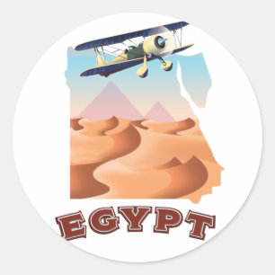 Sticker Rond Affiche de voyage Carte de l'Égypte vintage