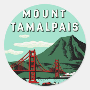 Sticker Rond Affiche de voyage du mont Tamalpais