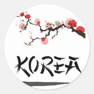 Sticker Rond Affiche de voyage vintage Korea Ink.