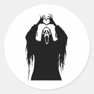 Sticker Rond Affiche d'horreur de visage d'Halloween