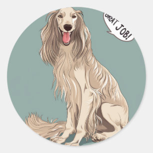 Sticker Rond Afghanistan Hound Grande récompense d'enseignant